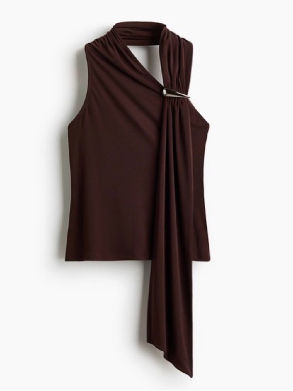 NWT H&M One-Shoulder Draped Scarf Top - Chocolate Brown